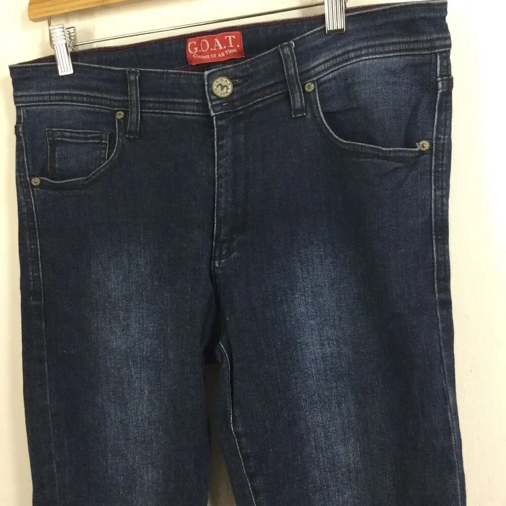G.O.A.T. Men Greatest Of All Time Derek Straight Leg Denim Jeans Blue Size 33x32